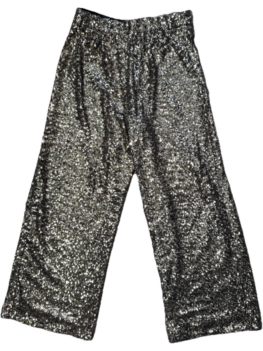 BANANA REPUBLIC Sequin Pants Medium Wide Leg High Waist Gold Black Party Club - Picture 3 of 9